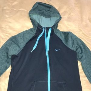 Blue therma-fit nike zip-up hoodie